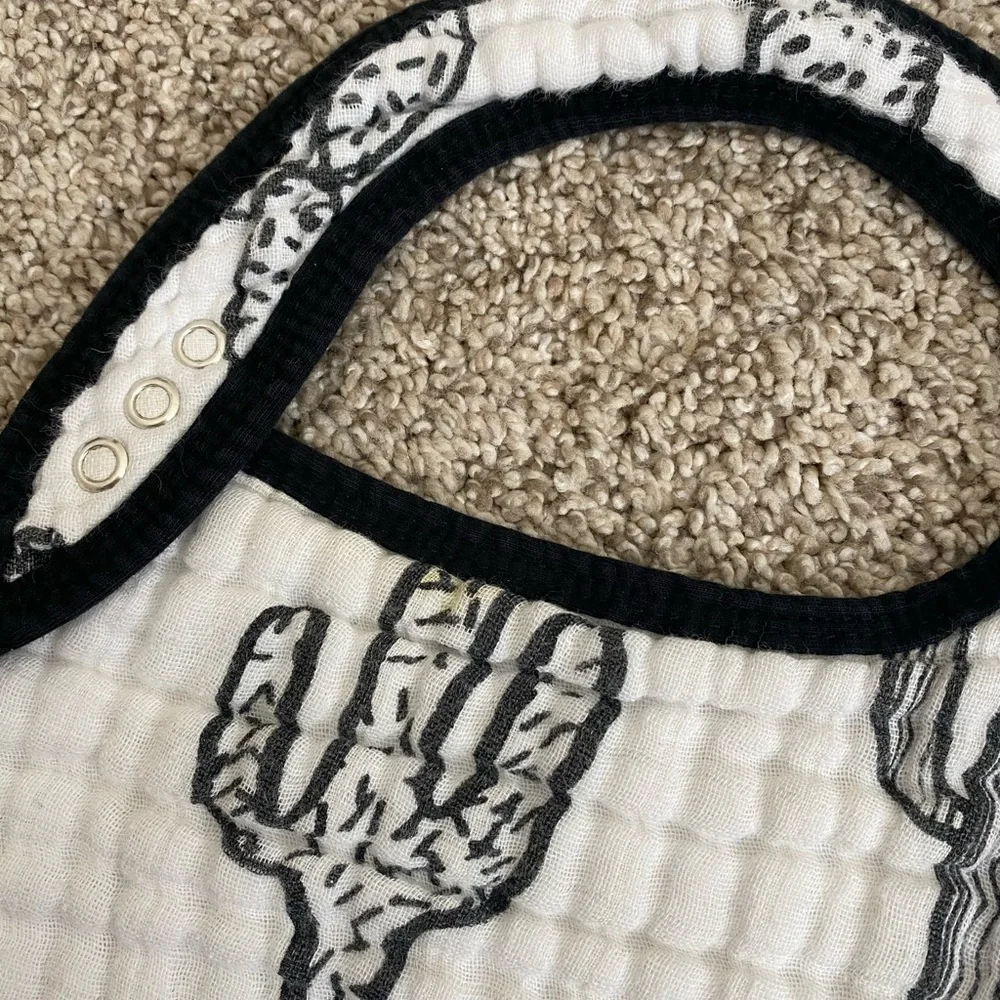 Bundle of 3- Modern Burlap Bibs - organic cotton monochrome black and white